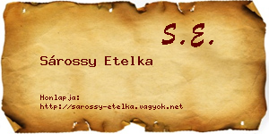 Sárossy Etelka névjegykártya